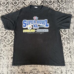 Vintage Super Bowl 40 Graphic T Shirt L  NFL Seahawks Vs Steelers